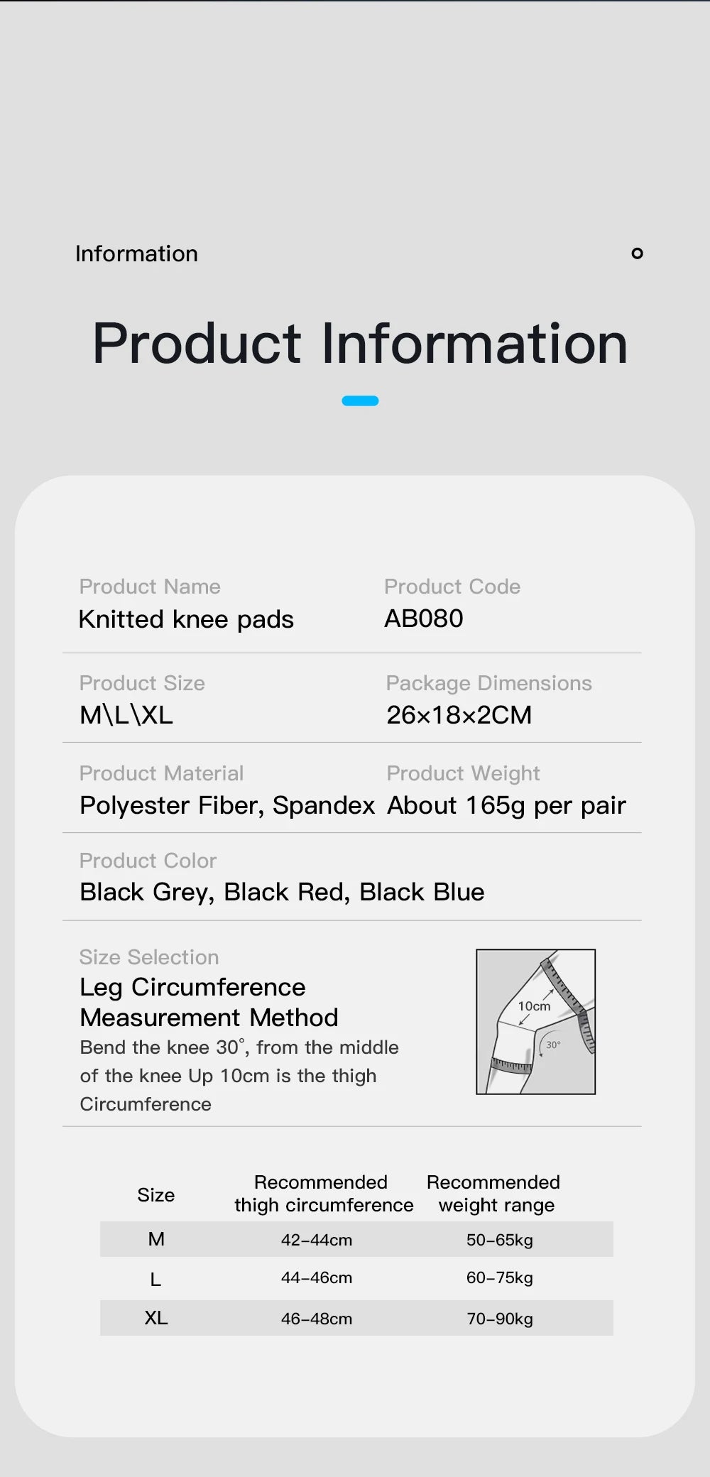 1 manchon de compression pour genou