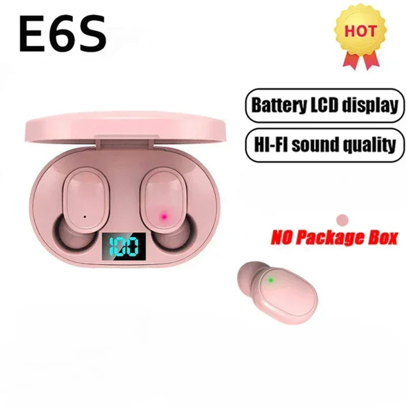 Écouteurs Bluetooth sans fil E6S avec réduction du bruit et microphone