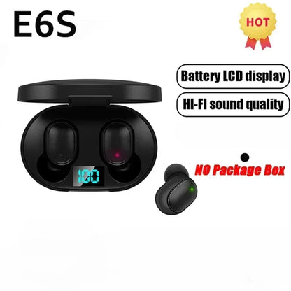 Écouteurs Bluetooth sans fil E6S avec réduction du bruit et microphone